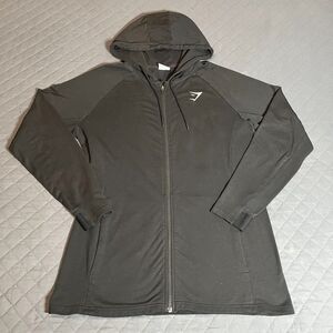 Gymshark Women’s Black Full Zip Hoodie Cotton Blend Athletic Sweatshirt Size M